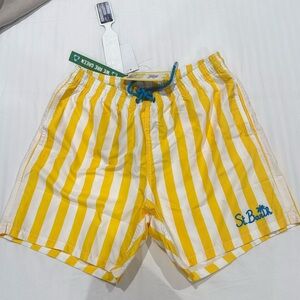 Mc2 Saint Barth Striped Yellow Swim Trunks